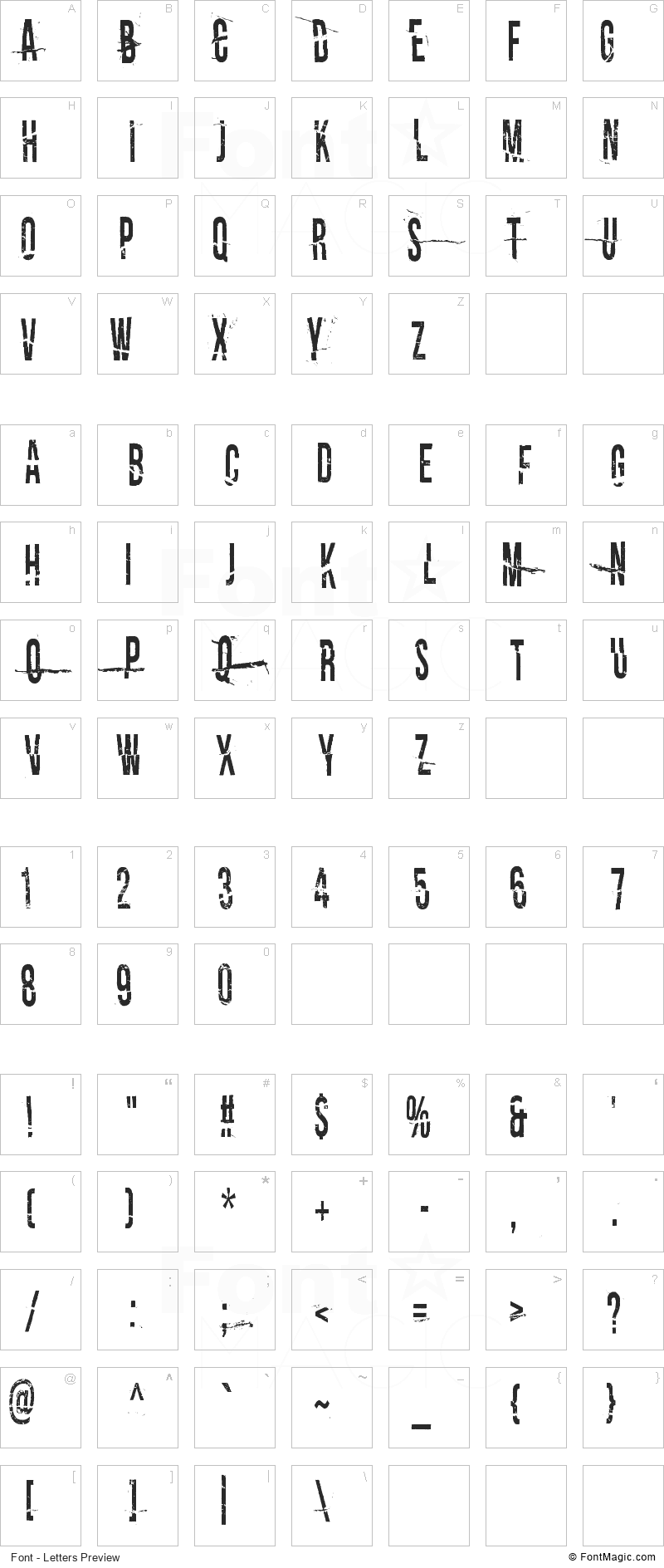 I tell you all my secrets Font - All Latters Preview Chart